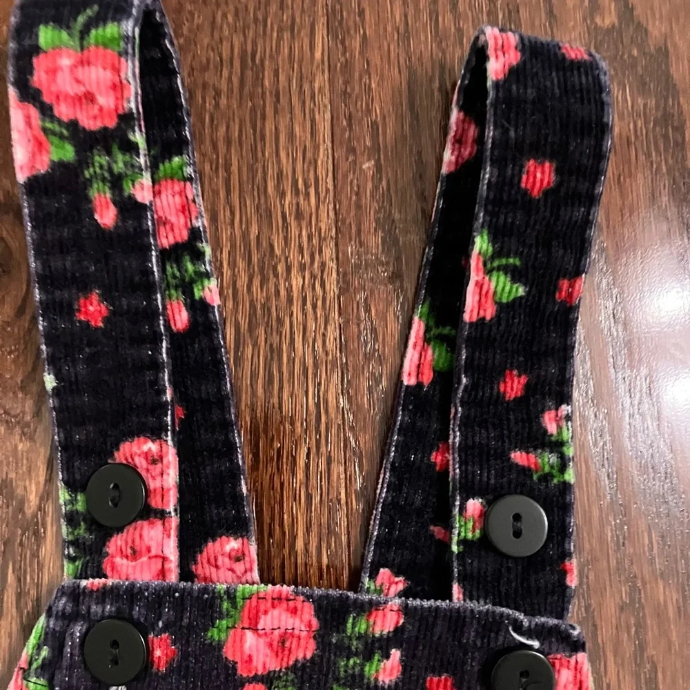 Vintage OshKosh Girls Floral Corduroy Overalls 6
